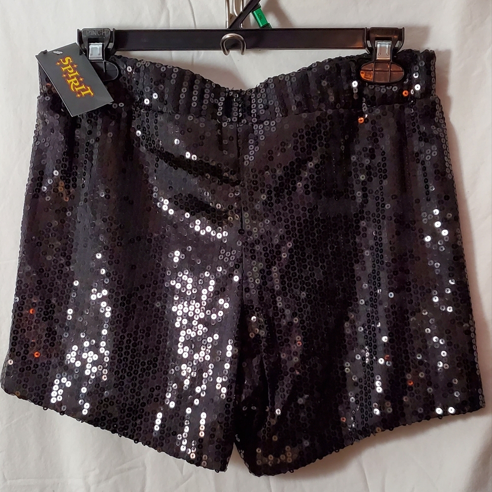 Spirit Halloween NWT Black Sequin Large Shorts